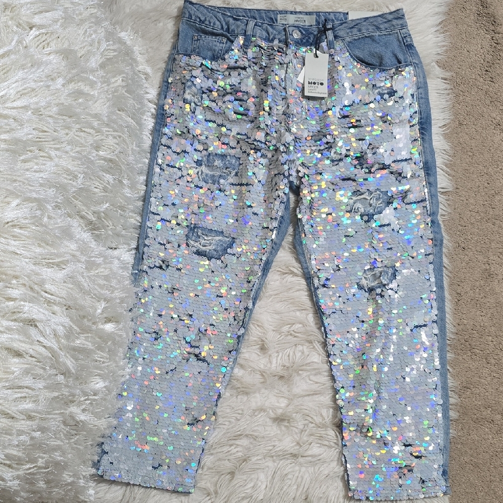 Hayden Blue Sequin Boyfriend Jeans
